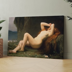 Mary Magdalene In The Cave Canvas Wall Art Print | Iconic Posters Prints Paintings Photos Home Decor