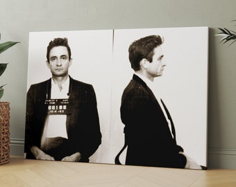 Johnny Cash Prison Mug Shots Canvas Wall Art Print | Iconic Posters Prints Paintings Photos Home Decor