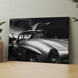 Mercedes Benz 300SL Vintage Wing Doors | Canvas Wall Art Print | Iconic Posters Prints Paintings Photos Home Decor