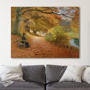 Un camino boscoso en otoño / Impresión de arte de pared en lienzo / Pósteres icónicos, impresiones, pinturas, fotos, decoración del hogar
