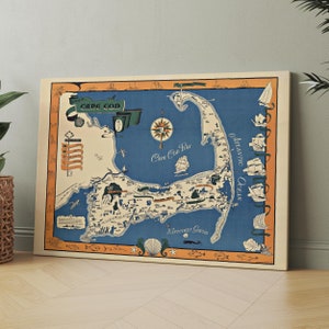 Map of Cape Cod | Canvas Wall Art Print | Iconic Posters Prints Paintings Photos Home Decor