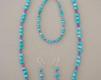 Aqua Blue (Dyed)  Natural Freshwater Pearls