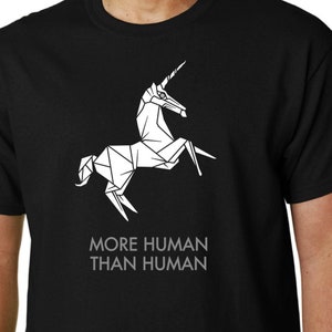 More Human Than Human T-Shirt BLADE RUNNER / Origami Deckard Replik Zitat Geek Kult Film Gaff