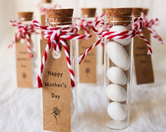 Handcrafted Glass Tube Candy: Personalized Mother's Day Gift with Almond Sugar Sweets,Almond candy in glass tube wedding gift, thank you