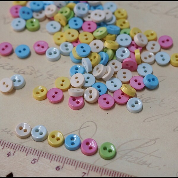 100 pcs Tiny Round Buttons Mixed Color Supply - Blythe Dal Pullip Doll Clothes -