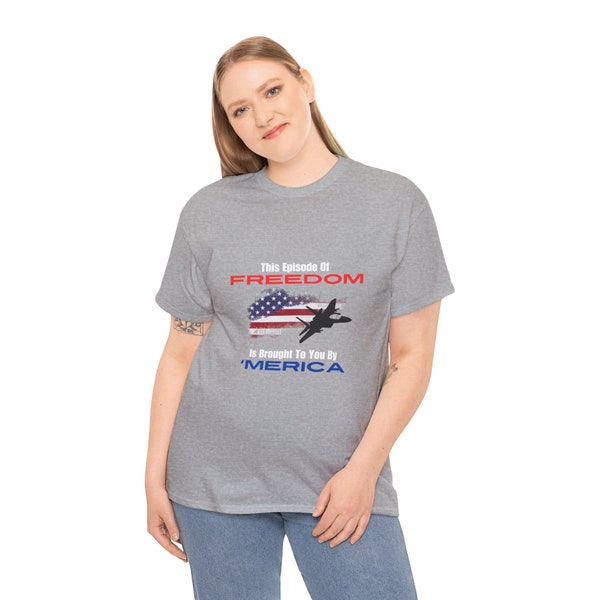 Patriotic 'Merica Tee Featuring American Flag and a Fighter Jet, Military Shirt, Patriot T-Shirt, 4th of July, Lots of Colors and Sizes