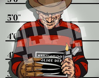 Freddy Krueger Mugshot Print