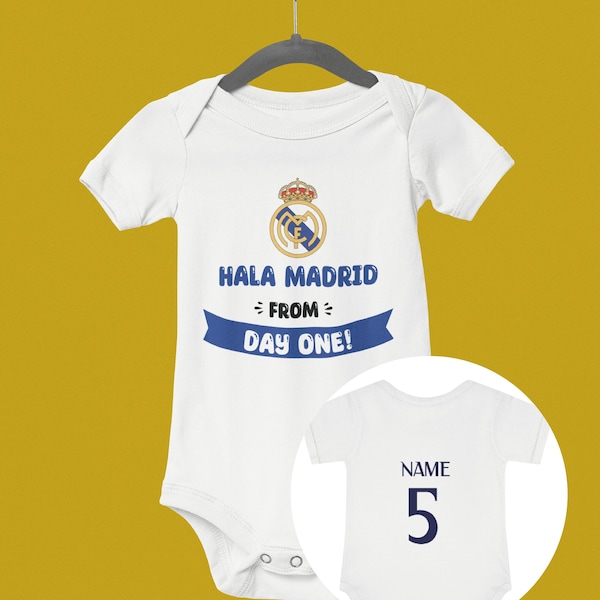 Real Madrid Infant Baby Rib Bodysuit / Body de bebé deportivo Real madrid / Real madrid baby jersey / Hala Madrid From Day One! /