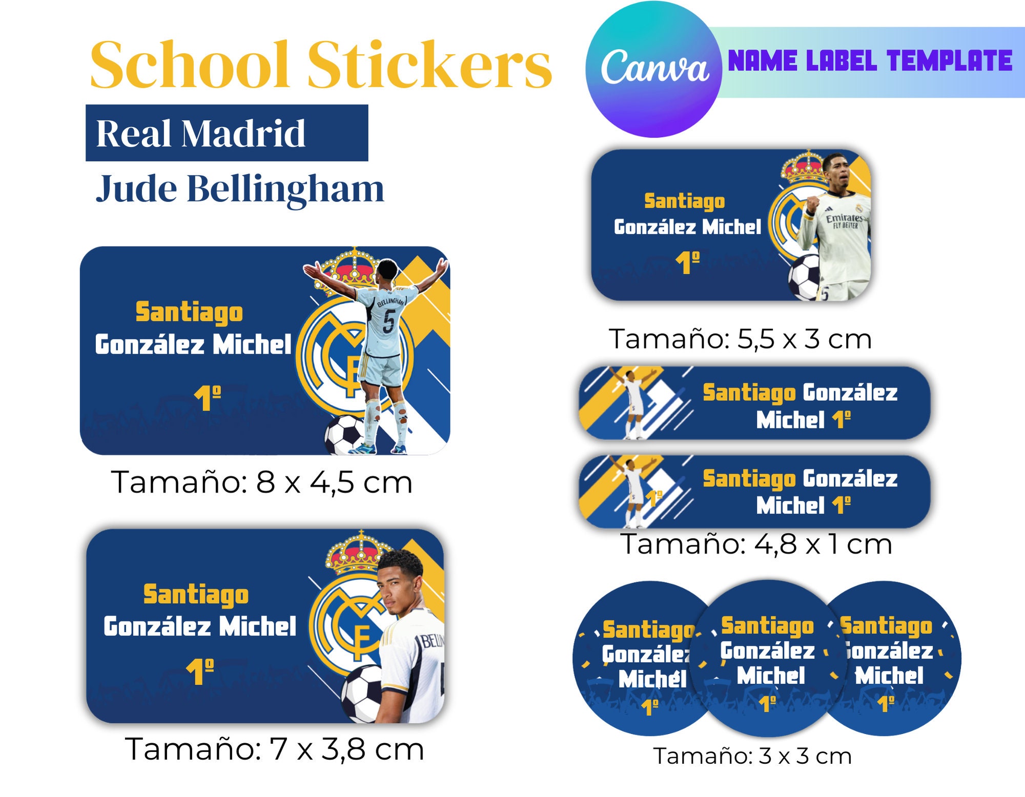 School Labels Real Madrid Digital Stickers Jude Bellingham Bookmarks ...