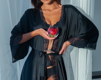 Black "Kimono" robe