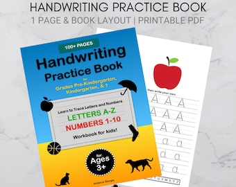 Handwriting Practice Book, Practice Sheets, Printable Handwriting Worksheets, Alphabet Writing Practice, ABC Letter Tracing, Hand Lettering