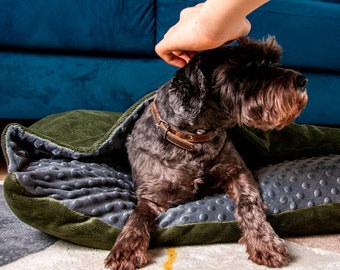 Cama cueva 2 en 1 para perros Cojín para perros Cama acogedora para perros, Funda extraíble para la cama cueva para perros