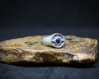 Lapis Lazuli Star Signet Ring: Sterling Silver Inanna Jewelry