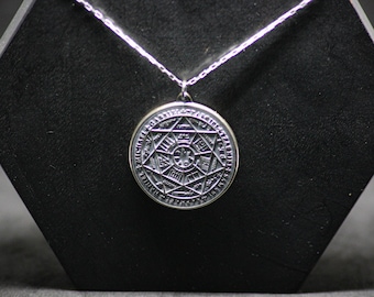 Sterling Silver Seal of the Seven Archangels Necklace: Occult Jewelry
