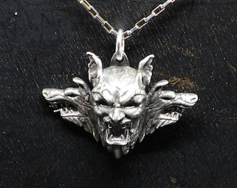 Dracula Pendant: Sterling Silver Vampire Jewelry, 18" Chain