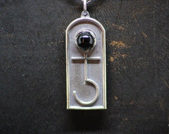 Sterling Silver Saturn Onyx Pendant | Fraternitas Saturni | Occult Jewelry