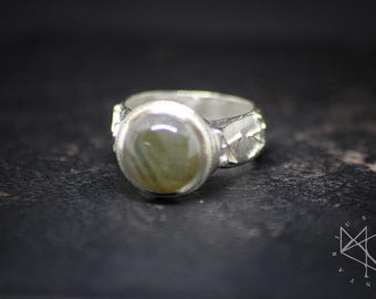 Labradorite Sterling Silver Archangel Ring: Occult Jewelry