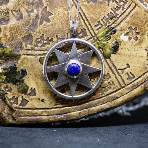 Silver Star of Inanna Necklace: Lapis Lazuli Sumerian Jewelry