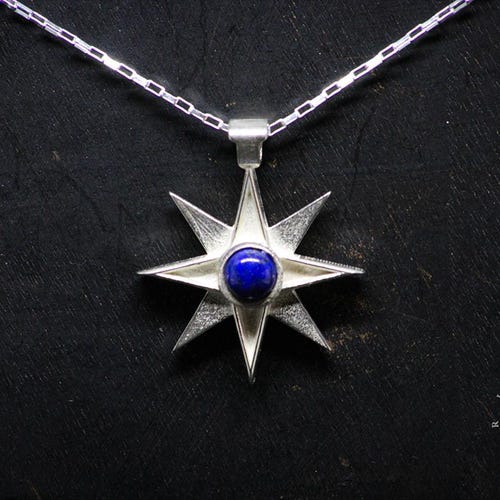 Lapis Lazuli Star of Ishtar Necklace: Sterling Silver Sumerian Jewelry
