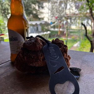 Personalised steel bottle opener, fathers day gift, perfect for fathers day, custom steel bottle opener, beer opener image 3