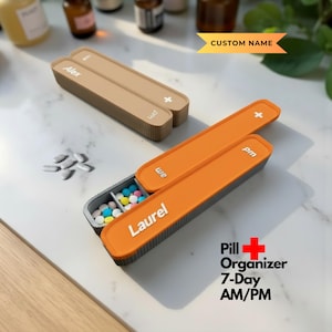 Personlig veckovis pillerorganisatör – 7 dagar AM PM pillerlåda, kompakt minimal medicinfodral