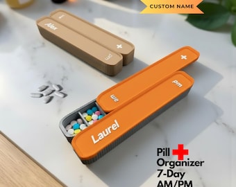 Portapillole settimanale personalizzato - Portapillole AM PM da 7 giorni, custodia compatta e minimale per farmaci