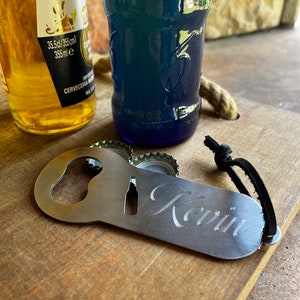 Personalised steel bottle opener, fathers day gift, perfect for fathers day, custom steel bottle opener, beer opener image 1