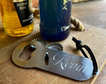 Personalised steel bottle opener, fathers day gift, perfect for fathers day, custom steel bottle opener, beer opener