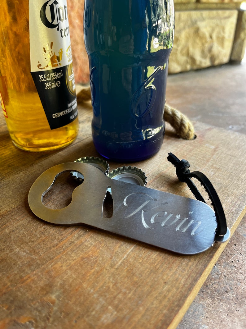 Personalised steel bottle opener, fathers day gift, perfect for fathers day, custom steel bottle opener, beer opener image 1