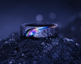 Custom Titanium ring rainbow, Handmade jewellery gift, Titanium bands for men,Luxury titanium ring, titanium jewellery men