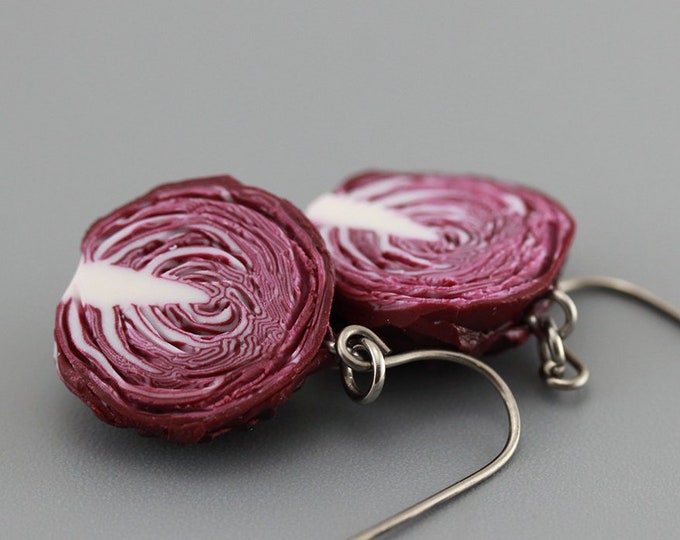 Red Cabbage Earrings Miniature Food Jewelry Etsy
