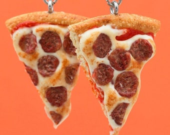 Mini Pepperoni Pizza Earrings | Miniature Food Jewelry