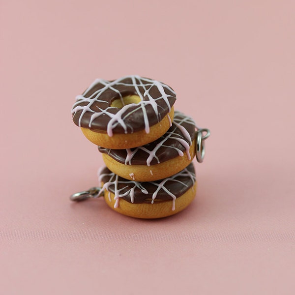 Chocolate - Strawberry Frosted Donut Charm / Pendant