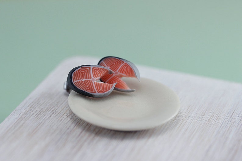 Salmon Steak Studs / Post Earrings Etsy