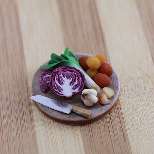 Fresh from the Farmer's Market - 1/12 Scale Dollhouse Miniature Preparation Board