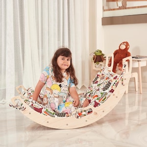 Wooden Arch Rocker Cushion, Montessori Climber, Toddler Climbing Gym, Baby Slide, Kids Furniture, Kletterbogen mit Kissen, Christmas Gift