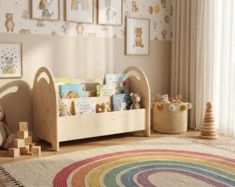 Bibliothèque en bois Waldorf Organizer : étagères pour chambre de tout-petit et de bébé | Meilleur cadeau