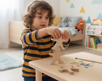 Wooden Human Puzzle Set | Montessori Stacking Toy | 10 Piece Wooden Figure Puzzle | Kids Learning Toy | Educational Toy