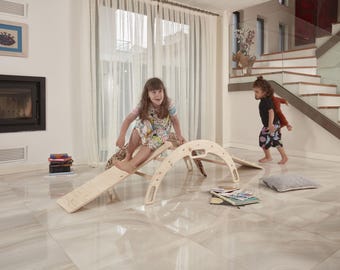 モンテッソーリ式クライミングアーチロッキングチェア、幼児向け木製ベビー玩具セット、1歳の誕生日プレゼント