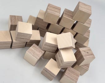 Juego de bloques cúbicos de madera / Bloques de construcción Montessori / Rompecabezas de 10 cubos de madera / Juguete educativo para niños