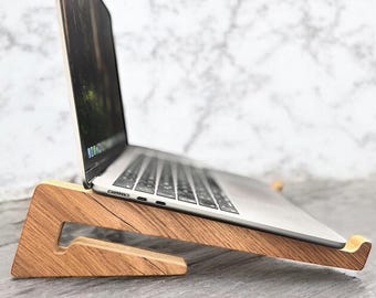 Ergonomic Wooden Laptop Stand: Portable Adjustable Riser for MacBook