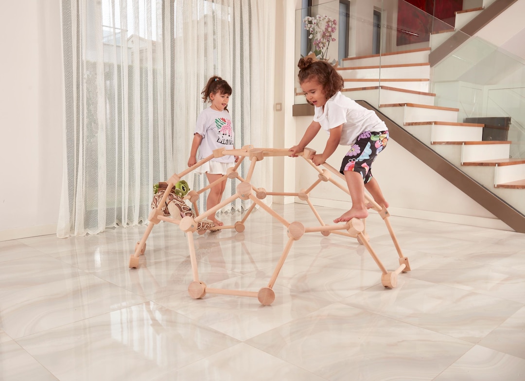 Wooden Spider Climber Dome, Montessori Play Gym for Toddlers