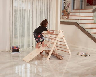 Montessori Climbing Arch with Pillow: Wooden Rocker for Toddlers