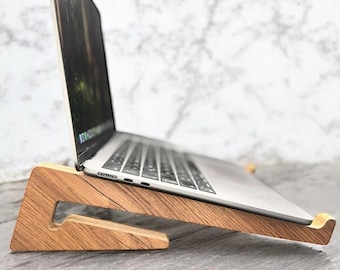 Ergonomic Wooden Laptop Stand: Portable Adjustable Riser for MacBook