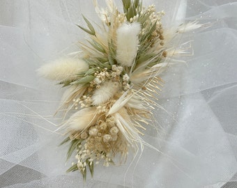 peigne fleurs séchées, peigne, accessoire cheveux, coiffure mariée, peigne mariée, peigne mariage