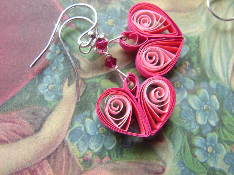 Quilled Heart Earrings Etsy