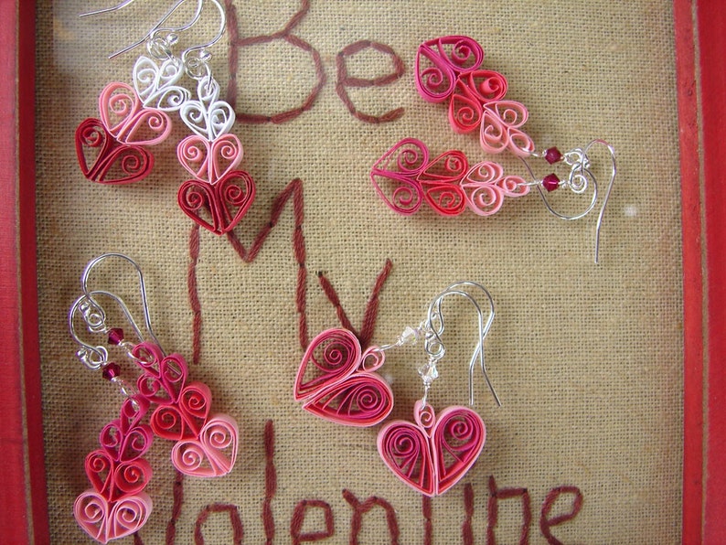 Quilled Heart Earrings Etsy
