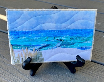 Beach Decor - Beach Vacation Fabric Postcard - Landscape Art - Housewarming Gift - Coastal Art - Travel Keepsake - Unique Fiber Art -