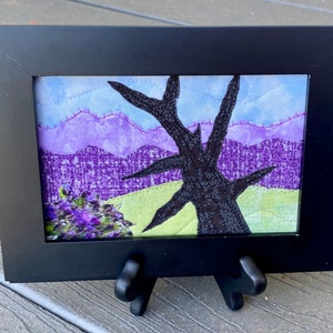 Fabric Postcard Quilted Art Mountain Landscape Purple Mountains Vacation Memory Mom Gift Hostess Gift Purple Lover image 5