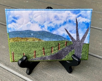 Mountain Landscape - Country Road - Gift Under 20 - Home Decor - Wall Art - Hostess Gift - Mom Gift - Quilt Art - Travel Keepsake